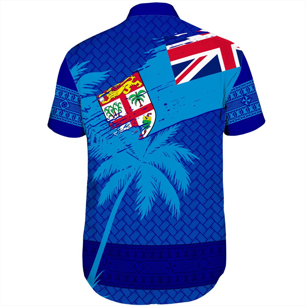 Polynesian Pride Shirt - Fiji Palm Tree Coat Of Arms Short Sleeve Shirt LT10 - Polynesian Pride