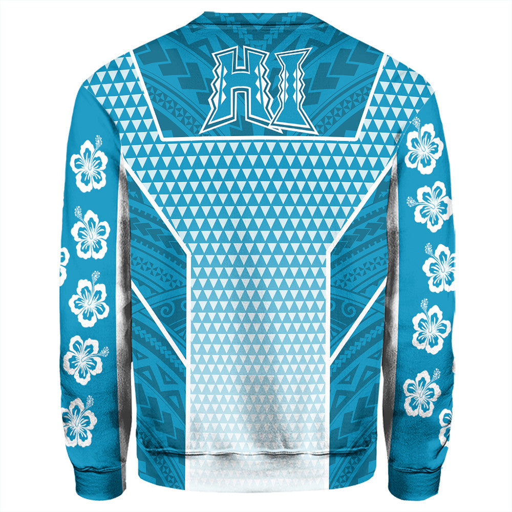 Polynesian Pride Sweatshirt - Personalized Kakau Hawaii Polynesian Blue Gradient Sweatshirt LT10 - Polynesian Pride