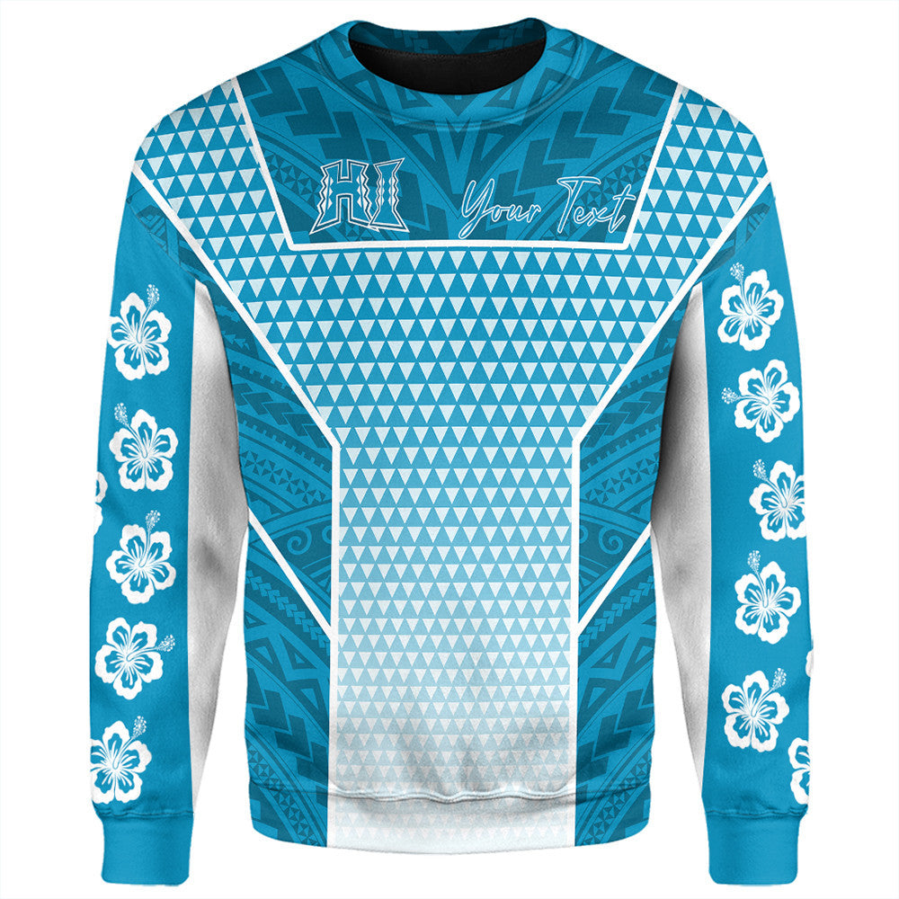 Polynesian Pride Sweatshirt - Personalized Kakau Hawaii Polynesian Blue Gradient Sweatshirt LT10 Unisex Blue - Polynesian Pride