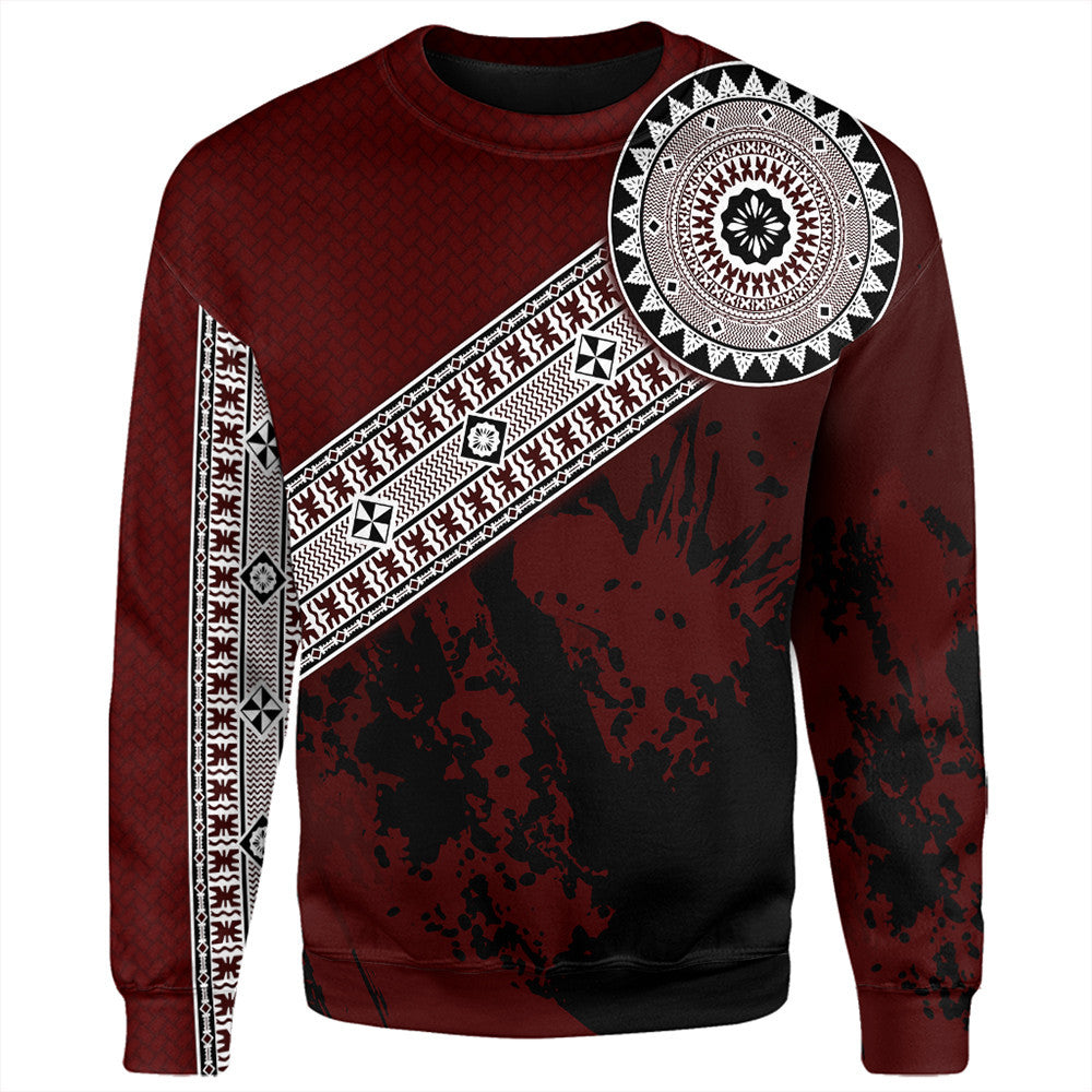 Polynesian Pride Sweatshirt - Fiji Masa Paint Style Sweatshirt LT10 Unisex Red - Polynesian Pride