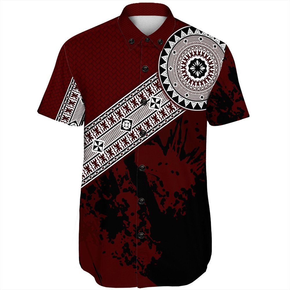 Polynesian Pride Shirt - Fiji Masa Paint Style Short Sleeve Shirt LT10 Unisex Red - Polynesian Pride