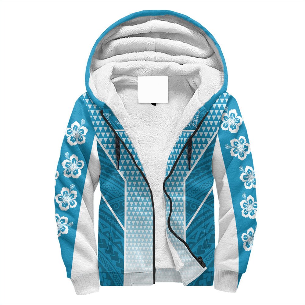 Polynesian Pride Hoodie - Personalized Kakau Hawaii Polynesian Blue Gradient Sherpa Hoodie LT10 Unisex Blue - Polynesian Pride