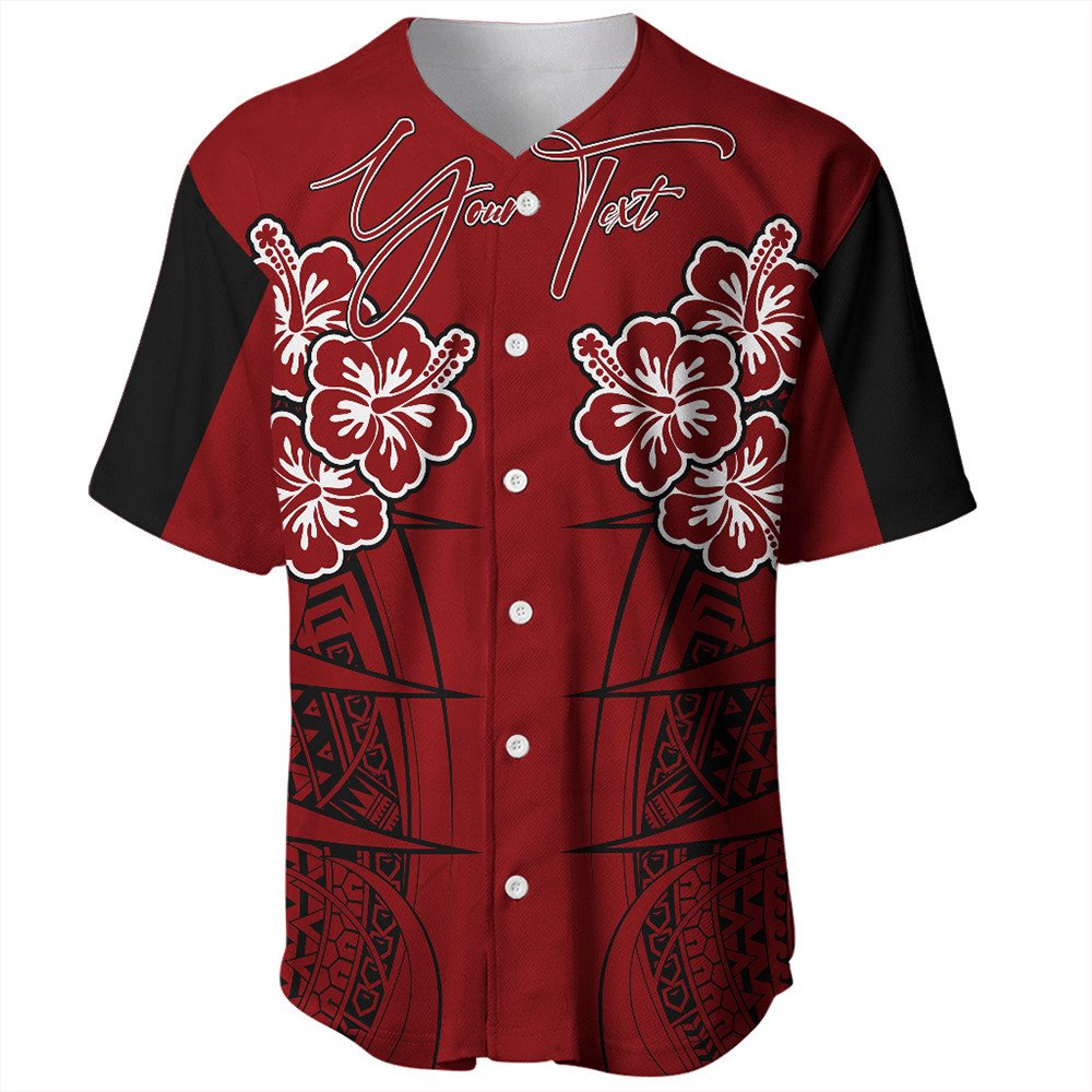 Polynesian Pride Shirt - Personalized Hawaii Spearhead Hibiscus Polynesian Baseball Jersey LT10 Red - Polynesian Pride