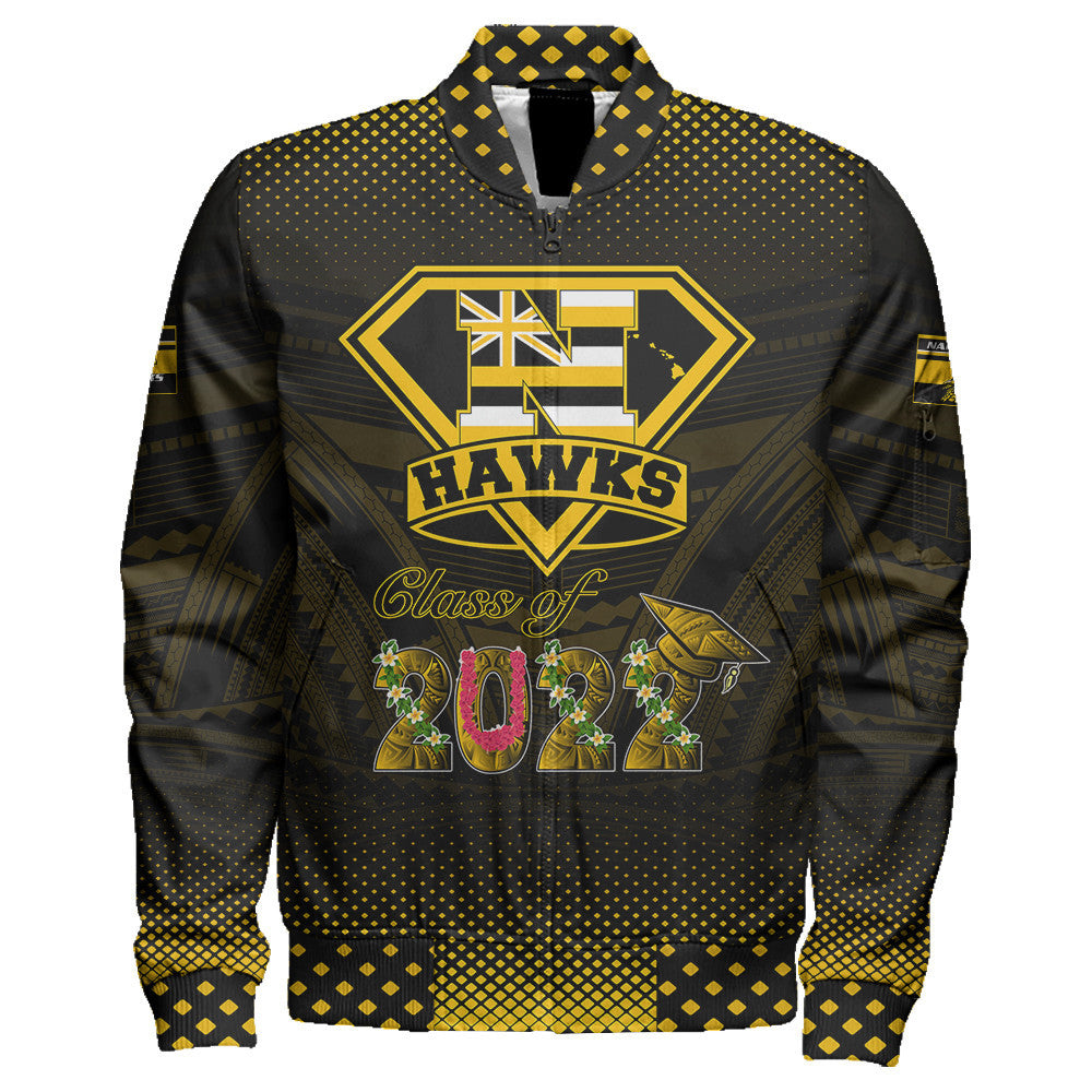 Polynesian Pride Jacket - Personalized Hawaii Class Of Nanakuli Golden Hawks Sleeve Zip Bomber Jacket LT10 Unisex Black - Polynesian Pride