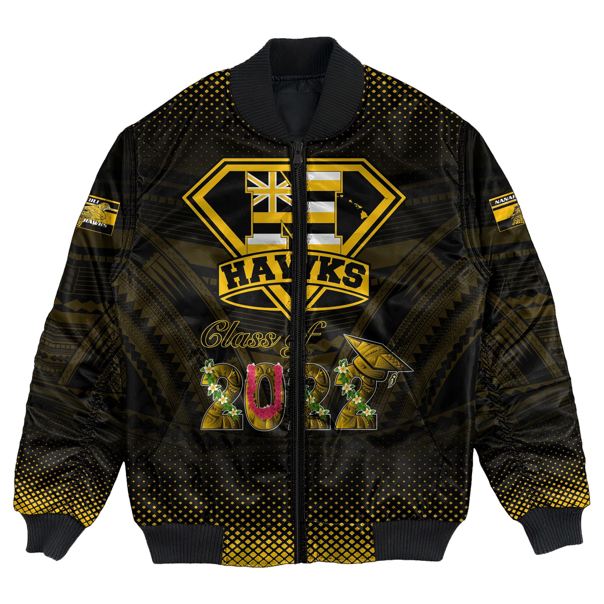 Polynesian Pride Jacket - Personalized Hawaii Class Of Nanakuli Golden Hawks Bomber Jacket LT10 Unisex Black - Polynesian Pride