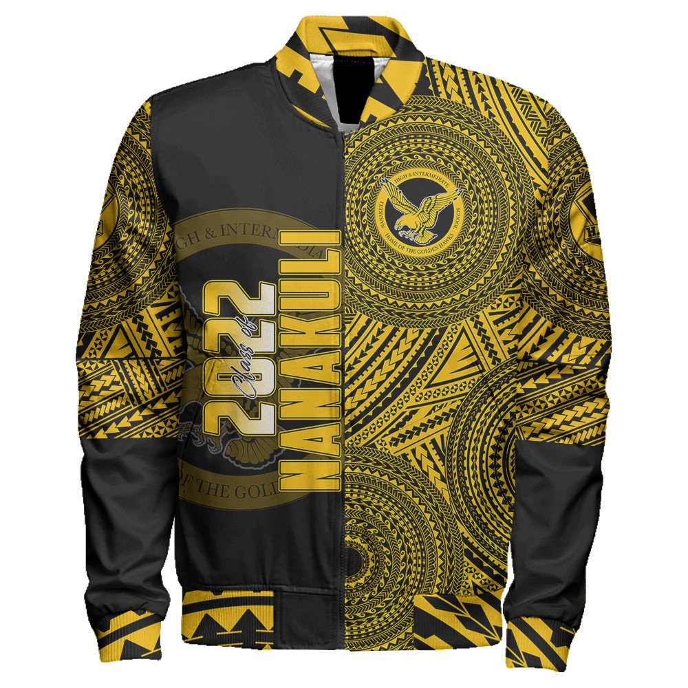 Polynesian Pride Jacket - Personalized Hawaii Class Of Nanakuli Sleeve Zip Bomber Jacket LT10 Unisex Black - Polynesian Pride