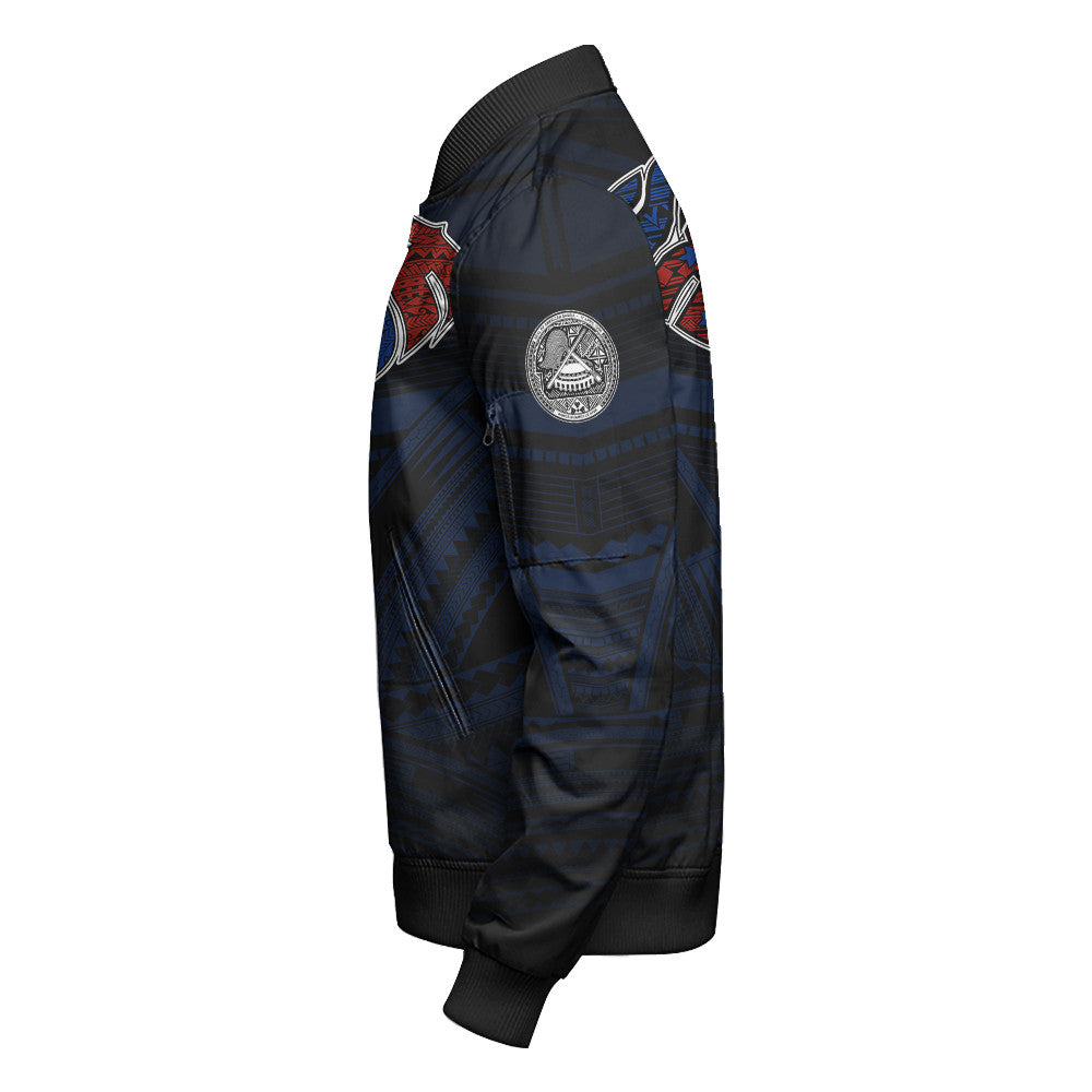 Polynesian Pride Jacket - American Samoa Forever Sleeve Zip Bomber Jacket LT10 - Polynesian Pride
