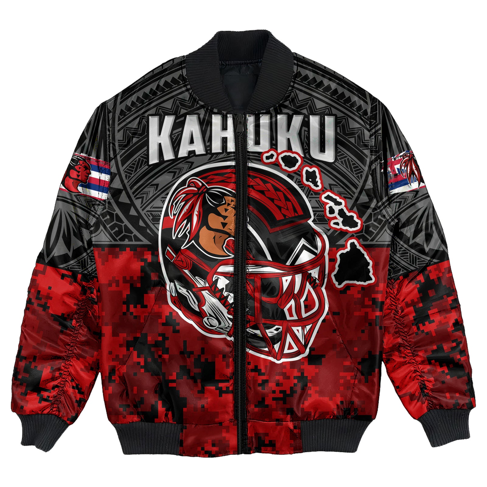 Polynesian Pride Jacket - Red Raider For Life Bomber Jacket LT10 Unisex Black - Polynesian Pride