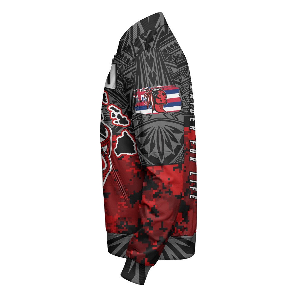 Polynesian Pride Jacket - Red Raider For Life Sleeve Zip Bomber Jacket LT10 - Polynesian Pride
