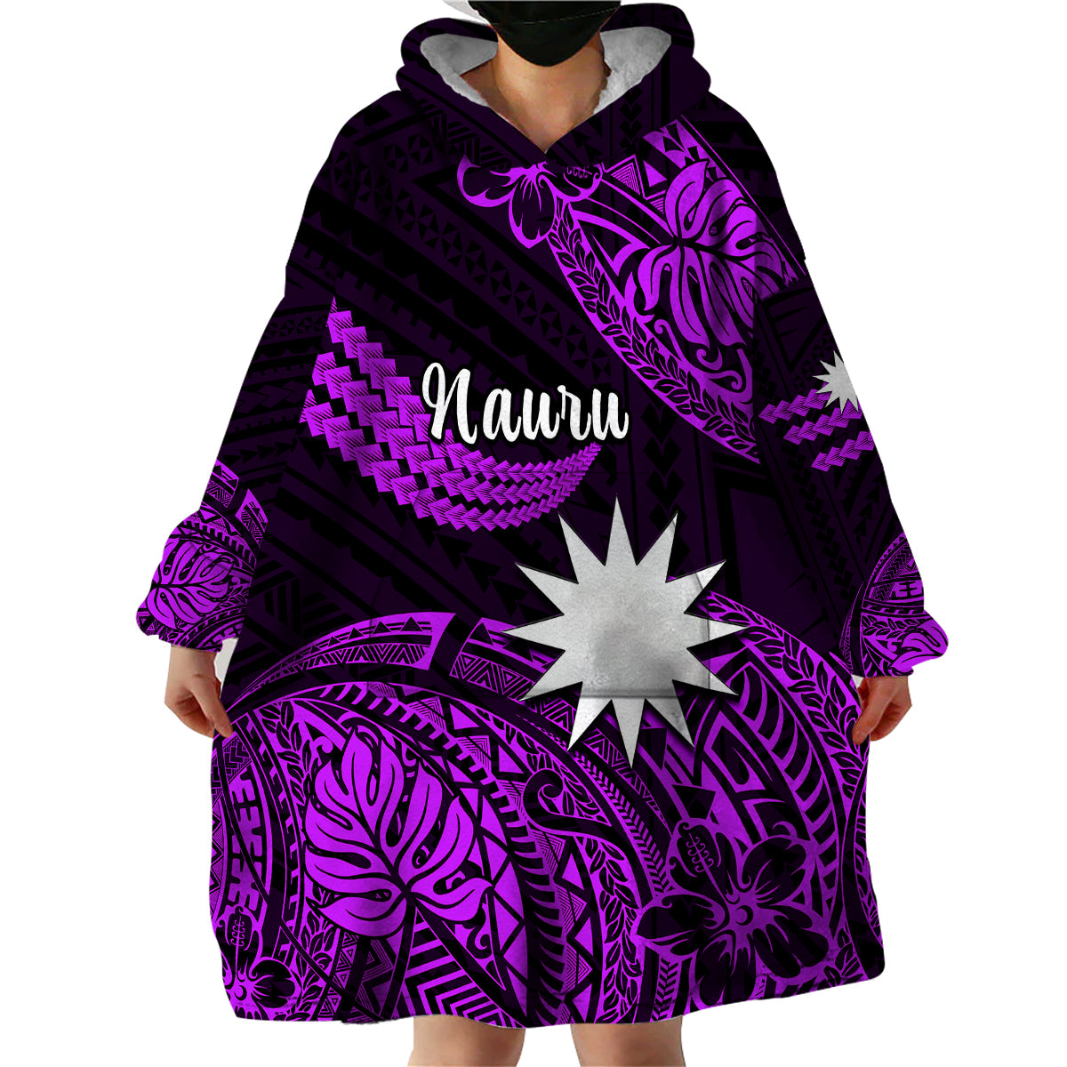 (Custom Personalised) Nauru Polynesian Hibiscus Naoero Purple Wearable Blanket Hoodie LT14 - Polynesian Pride