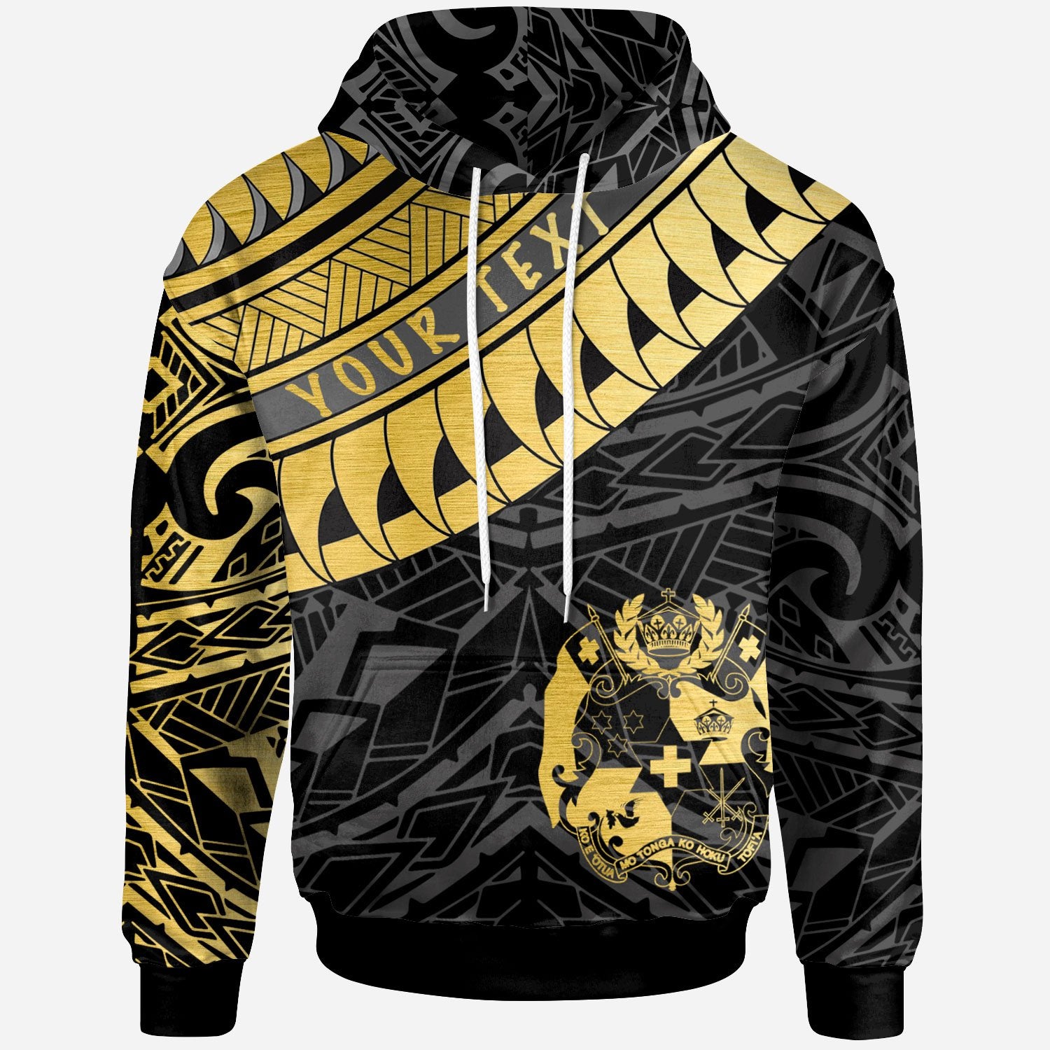 Tonga Custom Hoodie Tonga Ginger Lei Pattern Gold Unisex Gold - Polynesian Pride