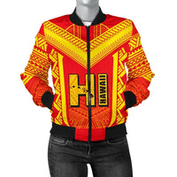 Hawaiian Kanaka Polynesian Women's Bomber Jacket Active Red - Polynesian Pride