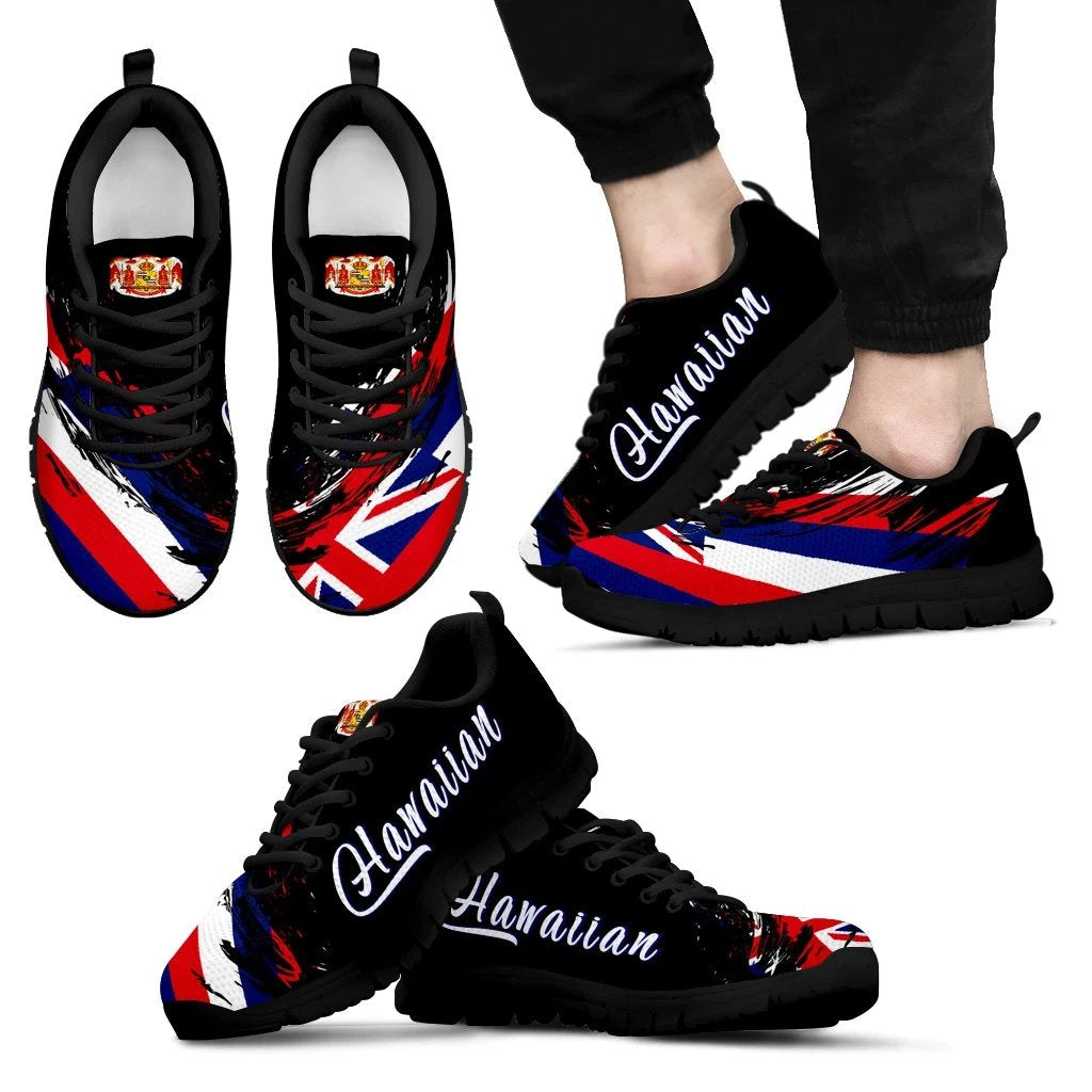 Hawaii Flag Sneakers Tradition - Art Style Men's Sneakers Black - Polynesian Pride