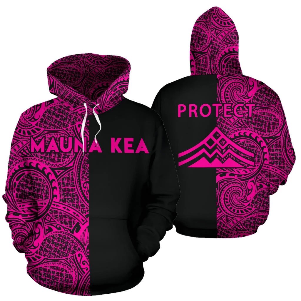 Hawaii Mauna Kea Polynesian Zip up Hoodie The Half Pink Unisex Pink - Polynesian Pride