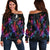 Yap Women's Off Shoulder Sweaters - Sea Turtle In Tribal Polynesian Style Black - Polynesian Pride