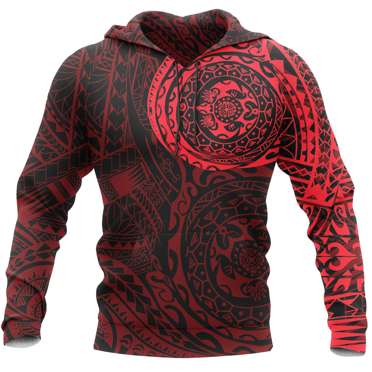 Hoodie Polynesian Tattoo Style Red Unisex Red - Polynesian Pride
