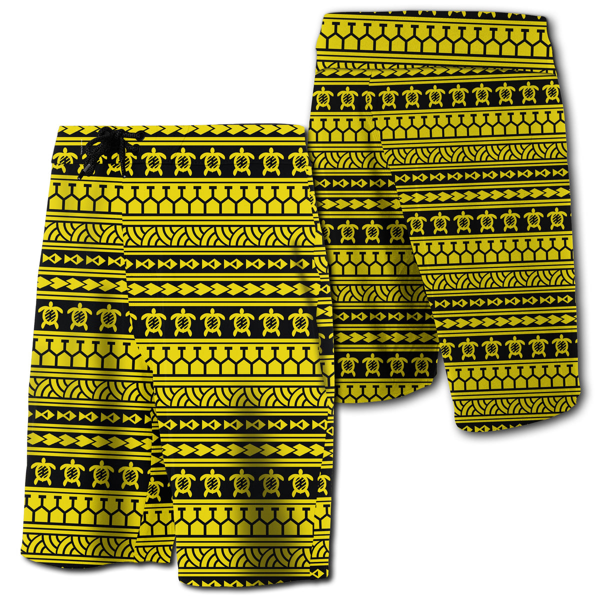 Hawaii Polynesian Tattoo Tribal Board Shorts Yellow Men Yellow - Polynesian Pride