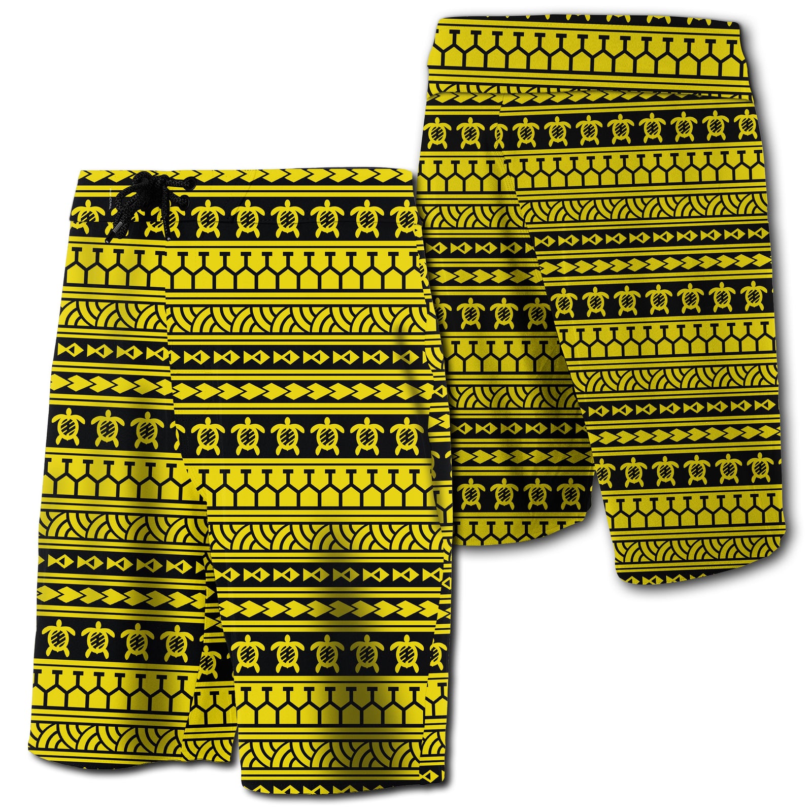 Hawaii Polynesian Tattoo Tribal Board Shorts Yellow Men Yellow - Polynesian Pride