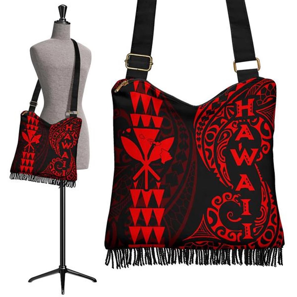 Hawaii Polynesian Crossbody Boho Handbag Red Crossbody Boho Handbag One Size Red - Polynesian Pride