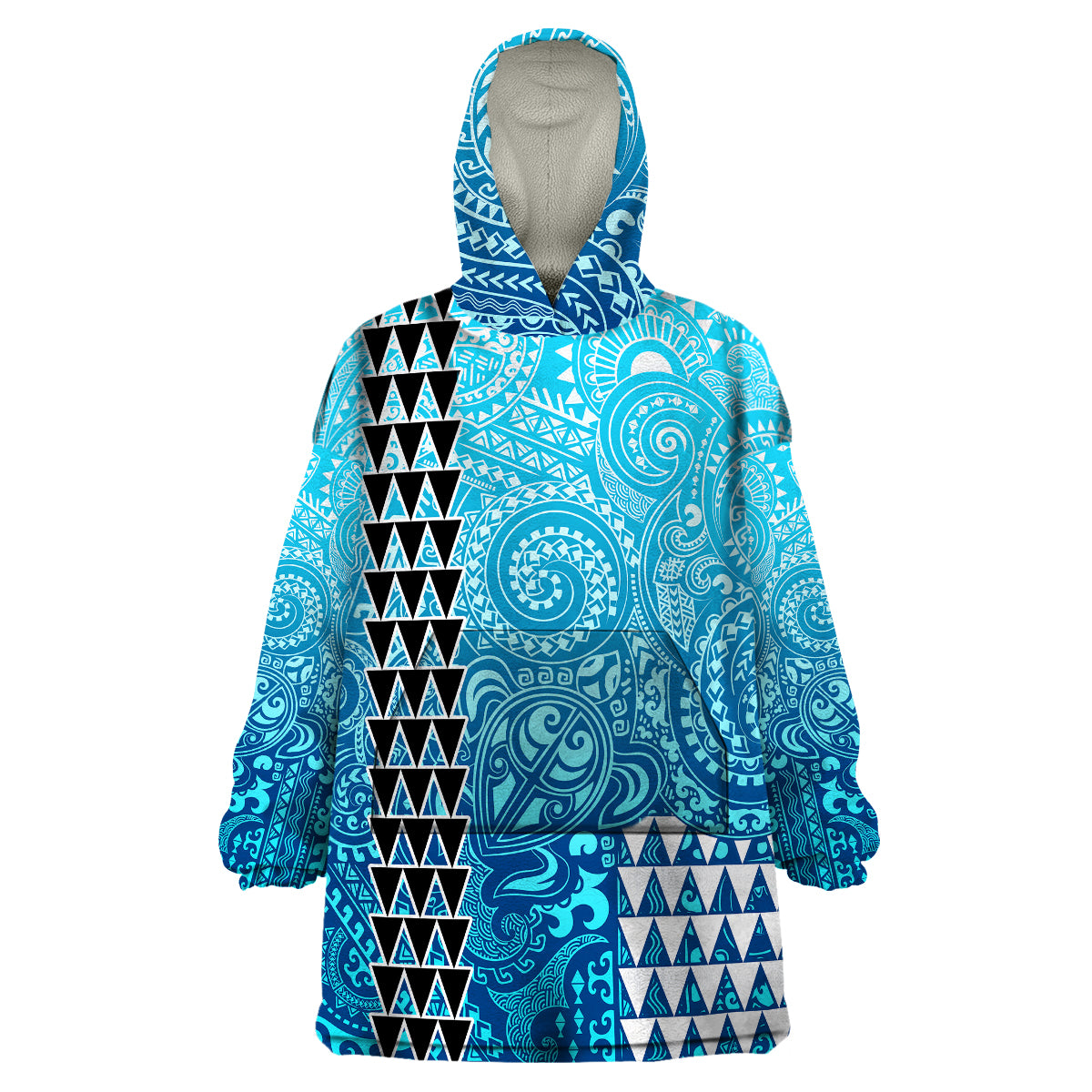 (Custom Personalised) Hawaii Tribal Kakau Wearable Blanket Hoodie LT9 Unisex One Size - Polynesian Pride