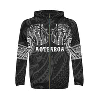 Aotearoa Maori Tattoo All Over Zip Hoodie White - Polynesian Pride
