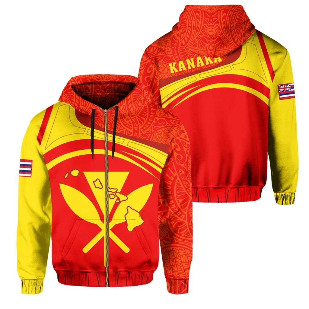 Hawaiian Polynesian Mauna Kea Zipper Hoodie Eudora Style Unisex Red - Polynesian Pride