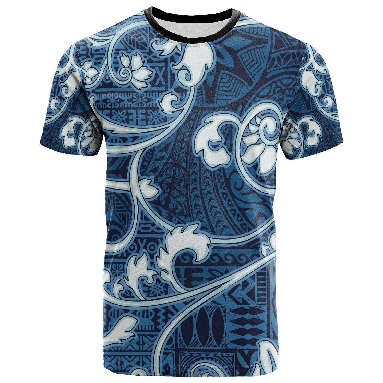 Polynesian Shirt Flourish Style With Tribal Fabric Blue Color Unisex Art - Polynesian Pride