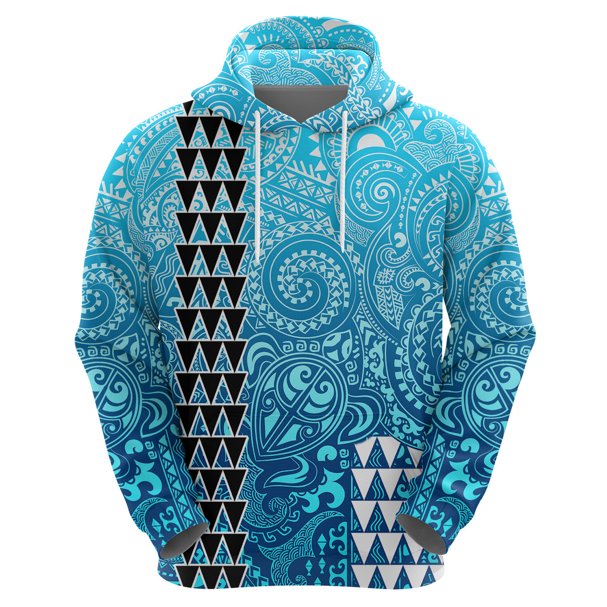 Hawaii Tribal Kakau Hoodie LT9 Zip Hoodie Blue - Polynesian Pride