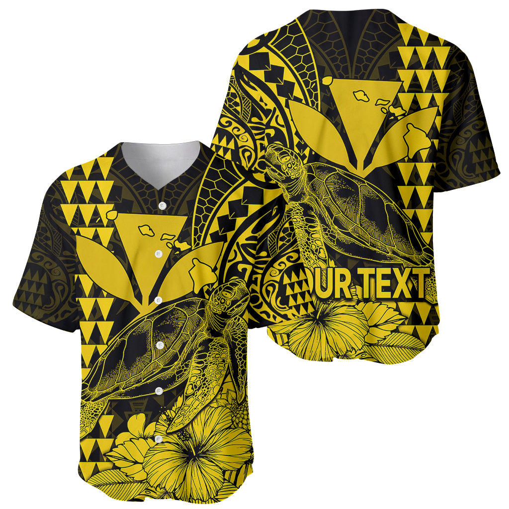 (Custom Personalised) Kakau Polynesian Tribal Hawaiian Turtle with Kanaka Maoli Yellow Baseball Jersey LT9 Yellow - Polynesian Pride