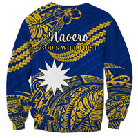 Nauru Polynesian Hibiscus Naoero Flag Color Sweatshirt LT14 - Polynesian Pride