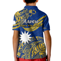 Nauru Polynesian Hibiscus Naoero Flag Color Kid Polo Shirt LT14 - Polynesian Pride