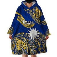 Nauru Polynesian Hibiscus Naoero Flag Color Wearable Blanket Hoodie LT14 - Polynesian Pride