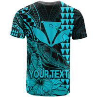 Custom Kakau Polynesian Tribal Hawaiian Turtle with Kanaka Maoli Teal T Shirt LT9 - Polynesian Pride