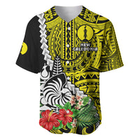 (Custom Personalised) New Caledonia Polynesian Coat Of Arms Mix Tropical Flowers Baseball Jersey LT14 - Polynesian Pride