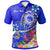 FSM Custom Polo Shirt Turtle Plumeria (Blue) Unisex Blue - Polynesian Pride