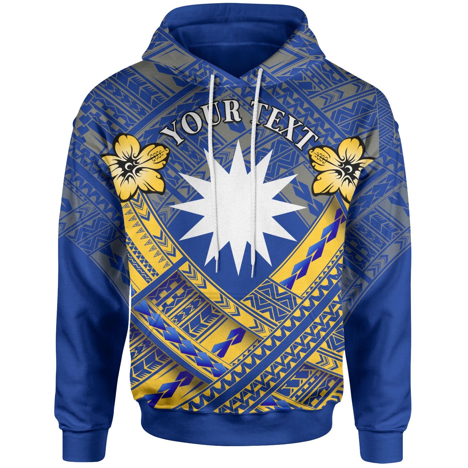 Nauru Custom Hoodie Nauru Flag Camisole Hibiscus Style Unisex Blue - Polynesian Pride