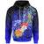 Custom Chuuk Hoodie Humpback Whale with Tropical Flowers (Blue) Unisex Blue - Polynesian Pride