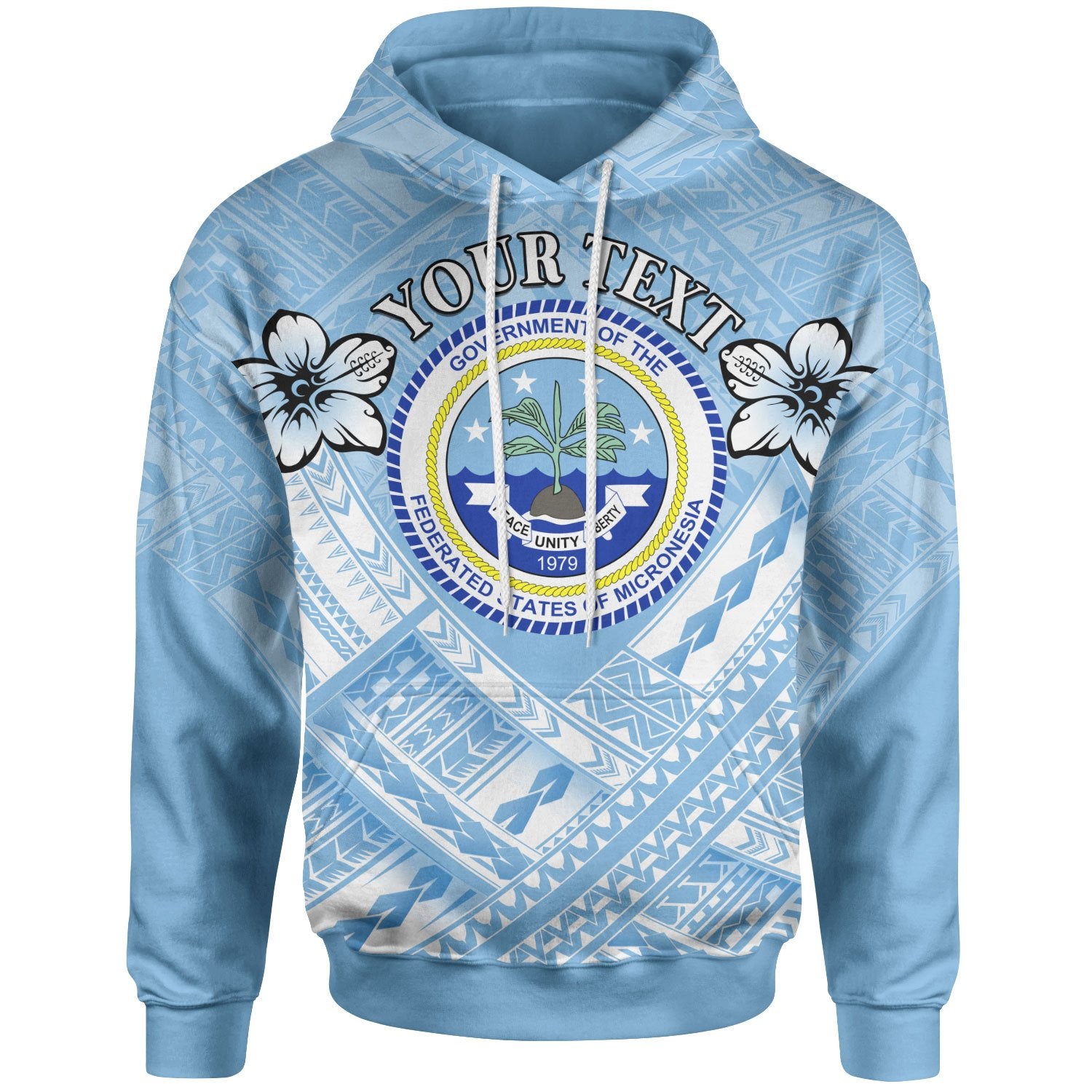 Federated States of Micronesia Custom Hoodie Federated States of Micronesia Flag Camisole Hibiscus Style Unisex Blue - Polynesian Pride