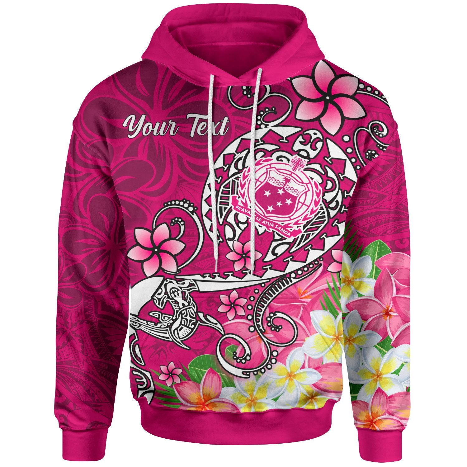 Samoa Custom Hoodie Turtle Plumeria (Pink) Unisex Pink - Polynesian Pride