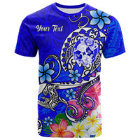 Tonga Custom T Shirt Turtle Plumeria (BLUE) Unisex Blue - Polynesian Pride