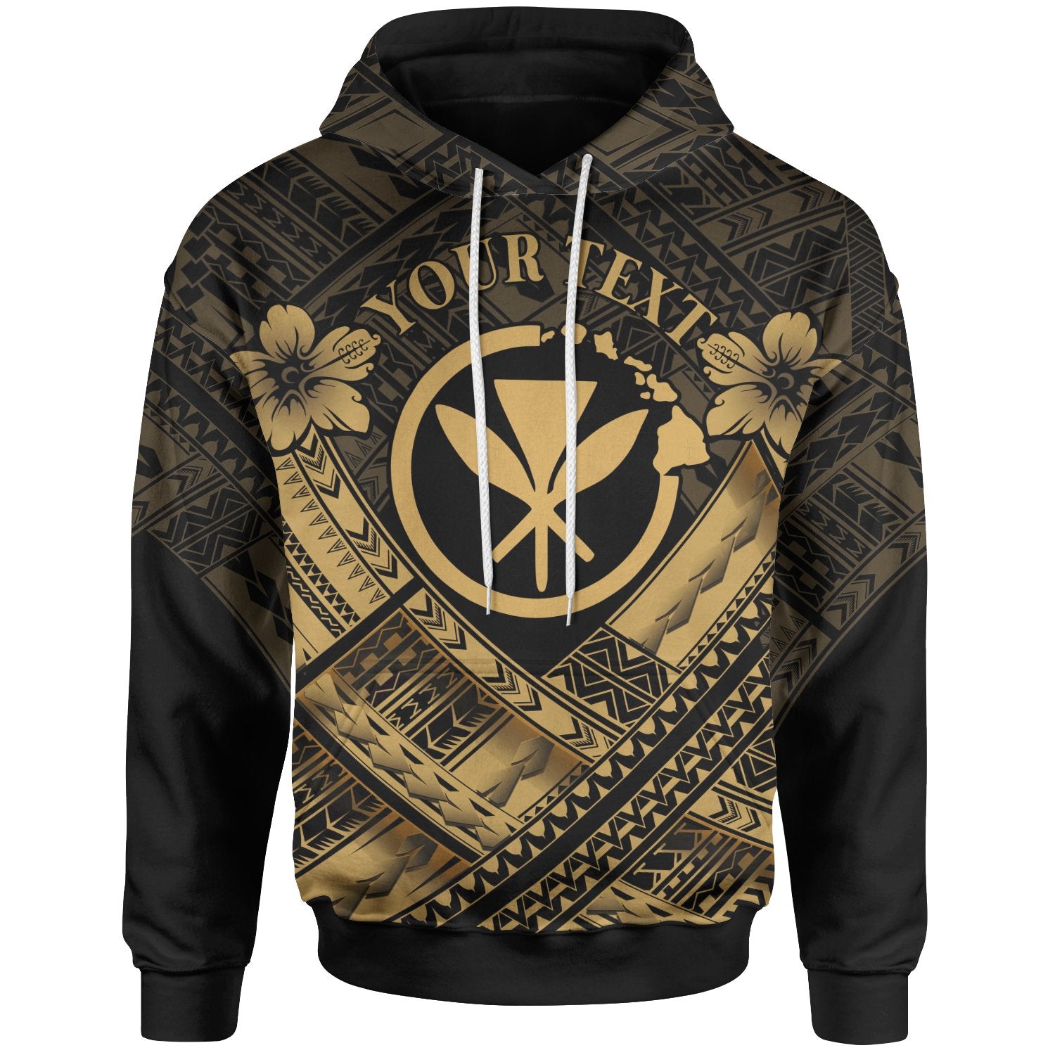 Hawaii Custom Hoodie Gold Kanaka Maoli Polynesian Patterns Unisex Gold - Polynesian Pride