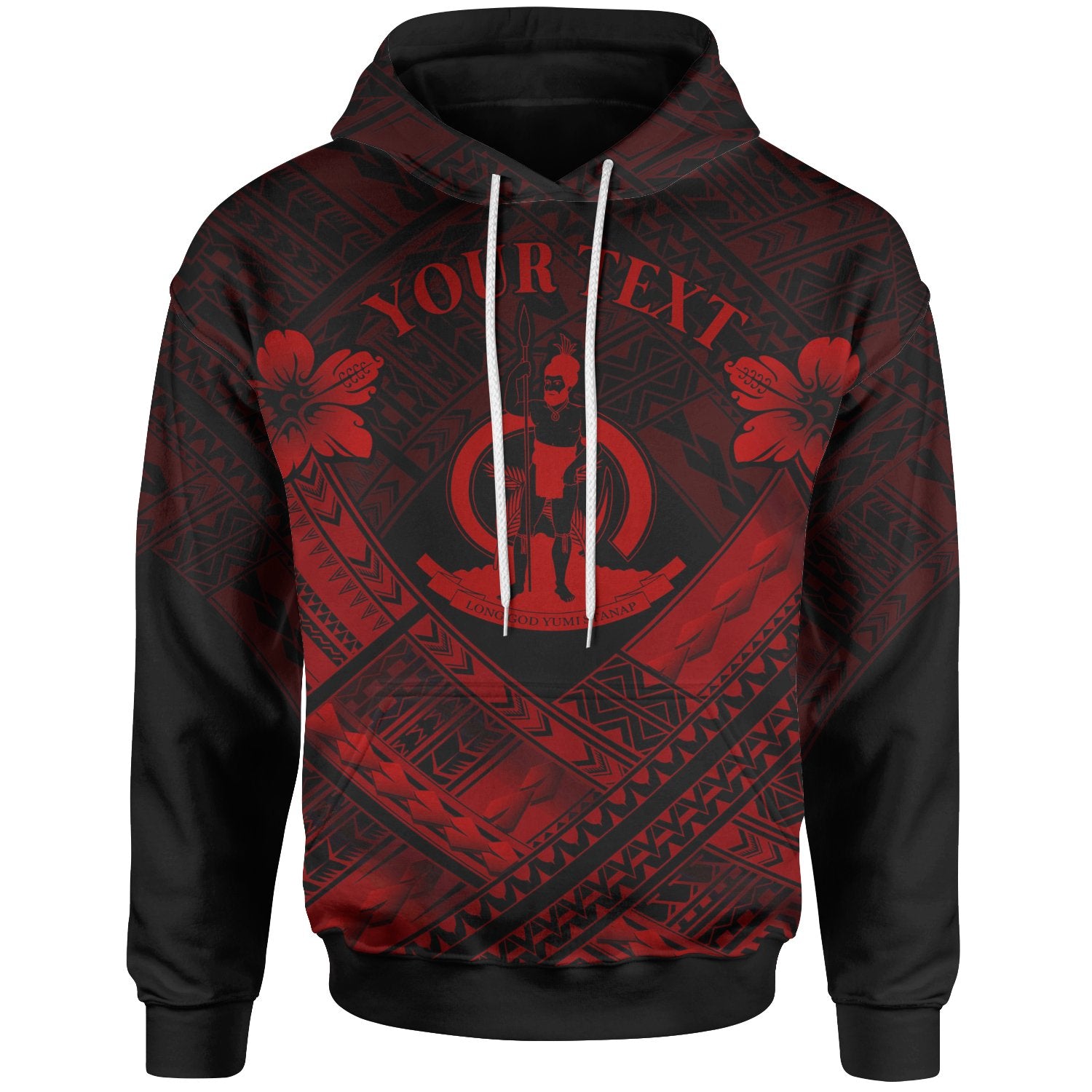 Vanuatu Custom Polynesian Hoodie Vanuatu Red Seal Camisole Hibiscus Style Unisex Red - Polynesian Pride