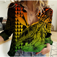 Kakau Polynesian Tribal Hawaiian Turtle with Kanaka Maoli Reggae Women Casual Shirt LT9 Female Reggae - Polynesian Pride