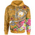 Pohnpei Custom Zip up Hoodie Turtle Plumeria (Gold) Unisex Gold - Polynesian Pride