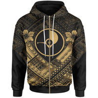 Yap Polynesian Zip up Hoodie Yap Gold Seal Camisole Hibiscus Style Unisex Gold - Polynesian Pride