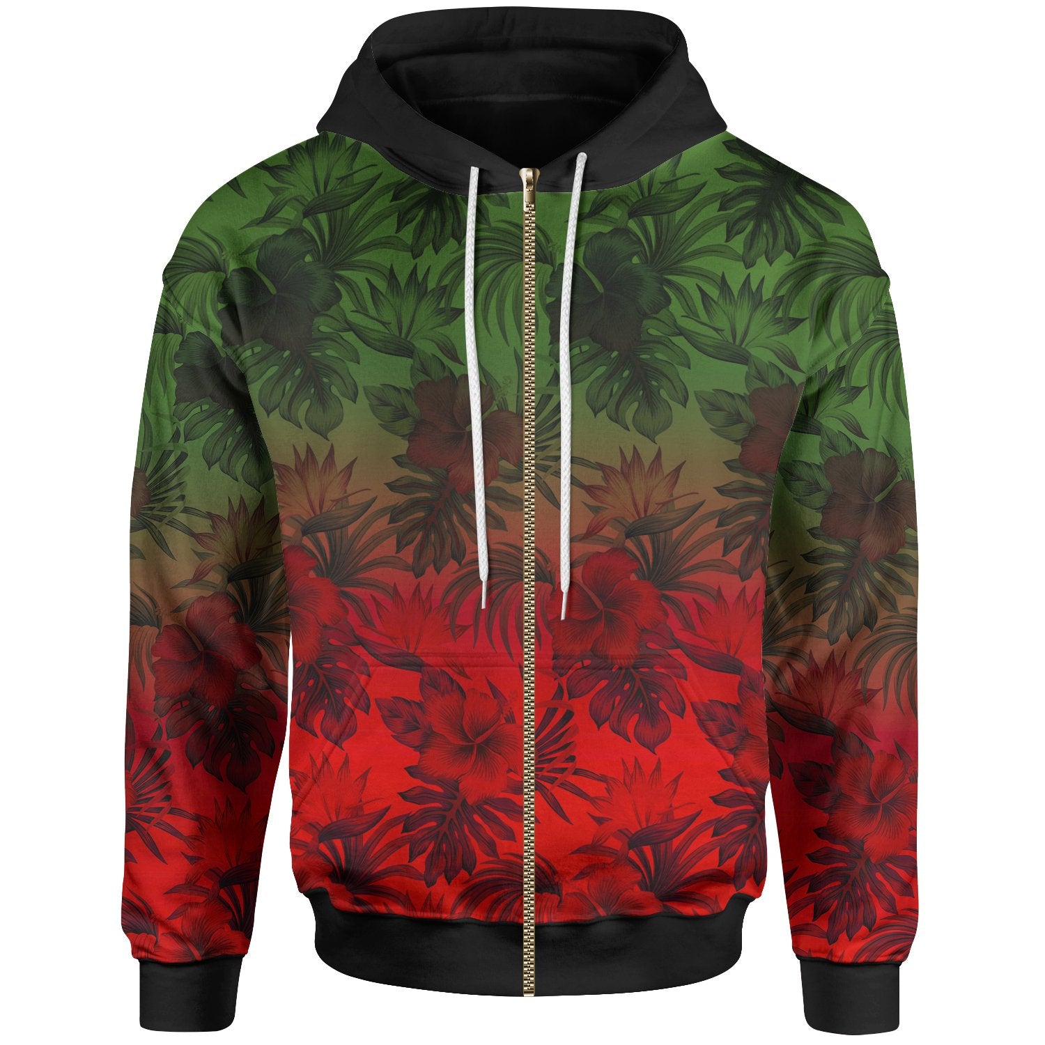 Polynesian Zip up Hoodie Red Hibiscus Patterns Unisex Red - Polynesian Pride