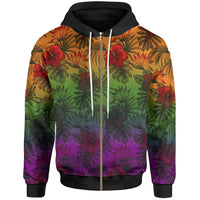 Polynesian Zip up Hoodie Green Hibiscus Patterns Unisex Red - Polynesian Pride