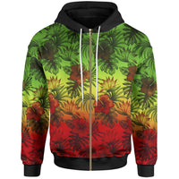 Polynesian Zip up Hoodie Reggae Hibiscus Patterns Unisex Red - Polynesian Pride