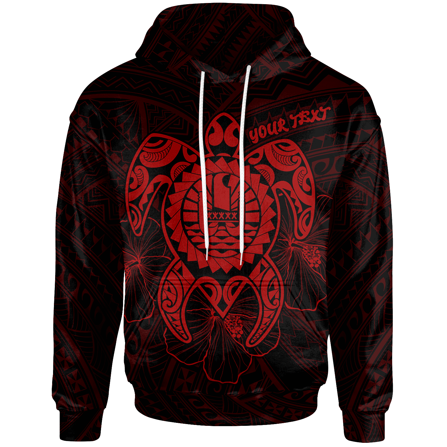 Tahiti Polynesian Custom Hoodie Vintage Polynesian Turtle (Red) Unisex Red - Polynesian Pride