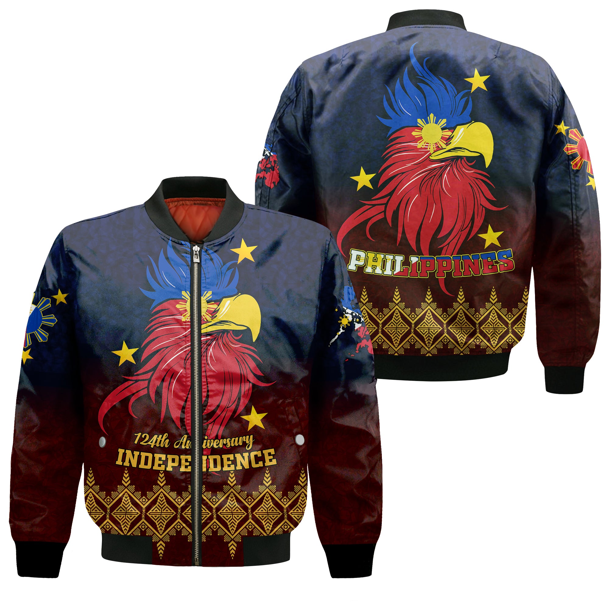 The Philippines Independence Anniversary 124th Years Bomber Jacket - LT12 Bomber Jacket Blue - Polynesian Pride